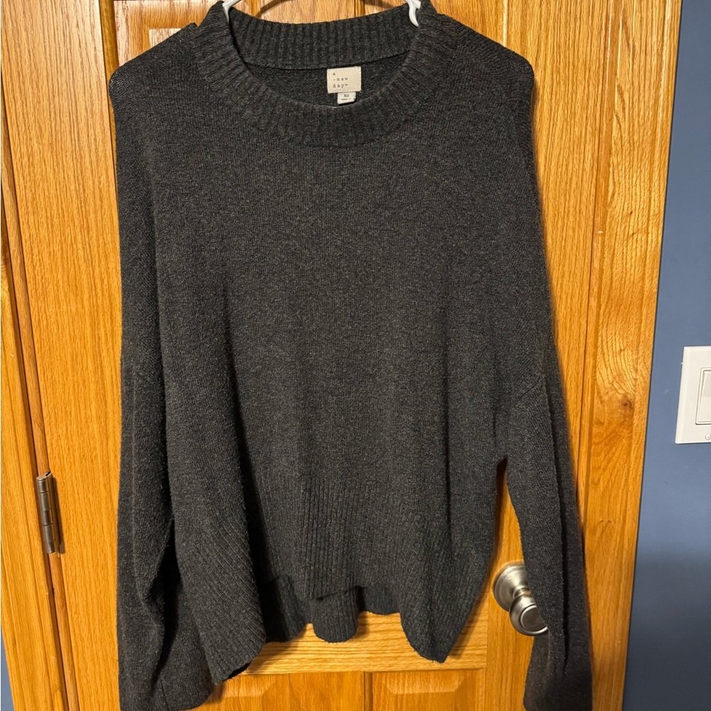 A New Day Gray Crew Neck Top Classic Knit